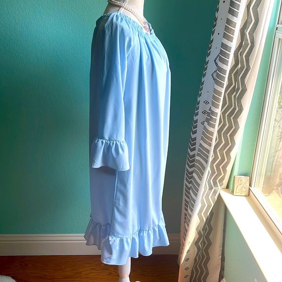 ✨NEW! Grace Karin Dress Sky Blue Off the Shoulder Long Sleeve Size Medium - Picture 2 of 8